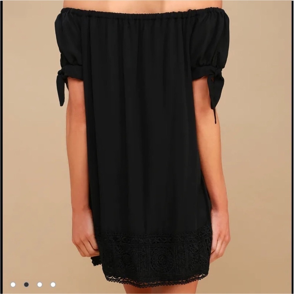 Lulus Moment In The Sun Black Lace Off-the-shoulder Dress - Picture 5 of 10